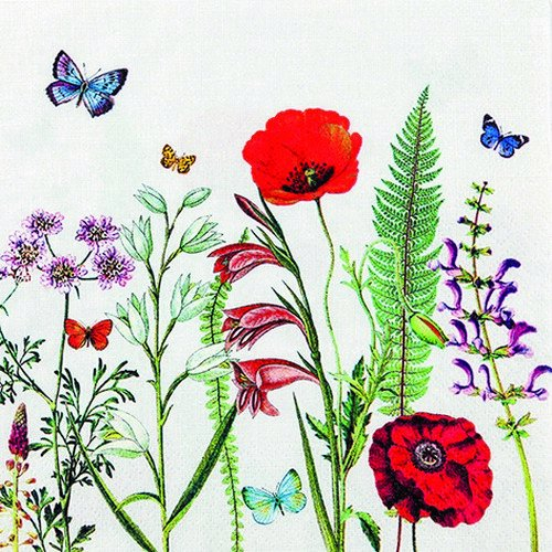 20 Servietten Aufbl?hende Wiese/Garten/Blumen/Sommer 33x33cm