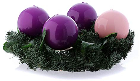 Holyart Couronne de l'Avent et Bougies sphères Brillantes 10 cm
