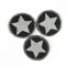 Aufbügler Bügelbild Bügelflicken rund 3er Set Klein Stern silber auf schwarz Sterne Flicken zum aufbügeln Mini Patches ø 3,5cm