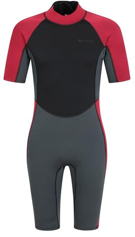 Mountain Warehouse Shorty Mens Wetsuit – 2.5mm Thickness, Neoprene Contour Fit One Piece Surf Suit - - Perfect for Spring Summer & Outdoors Grey M - L
