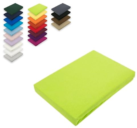 EXKLUSIV HEIMTEXTIL Microfaser Spannbettlaken Rundumgummizug 100% Polyester, 130 g/m², Steghöhe 30 cm, Öko - Tex Zertifiziert,140-160 x 200 cm + 30 cm Apfelgrün