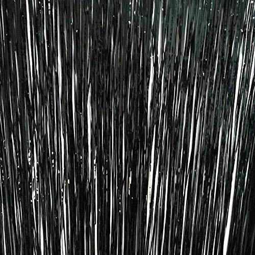 2M-3M Foil Fringe Tinsel Shimmer Curtain Door Wedding Birthday Party Decorations (3m, Black)