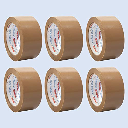 monta 6x 315, Verpackungsklebeband, Packband, Klebeband, 50mm x 66m, Farbe:braun