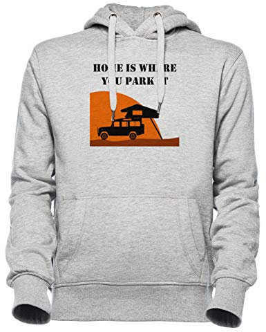 Home is - Defender 110 - Roof Tent Unisex Grau Jumper Kapuzenpullover Herren Damen Unisex Grey Hoodie Men's Women's