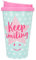 Depesche 2180.029 To-Go Becher aus Kunststoff mit Spruch, 350 ml, wiederverwendbar, Keep Smiling