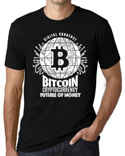 Herren Grafik T-Shirt Bitcoin Zukunft des Geldes BTC krypto – Bitcoin Future of Money BTC Crypto – Öko-Verantwortlich Vintage Jahrgang Kurzarm Lustige Druck Geburtstag Geschenk Mann