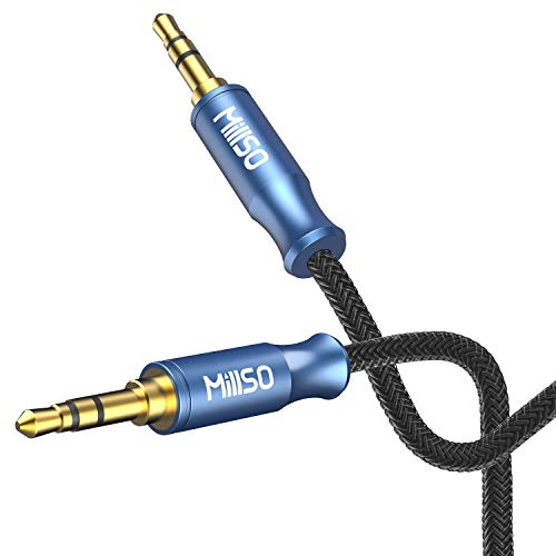 MillSO Aux Klinkenkabel 3.5mm Klinke auf Klinke Aux Kabel Nylon Geflochtenes Hochwertige Stereo Audiokabel für Kopfhörer, Autoradio, PC, Lautsprecher, Stereoanlagen, MP3/ MP4 Player usw.(2.4m)