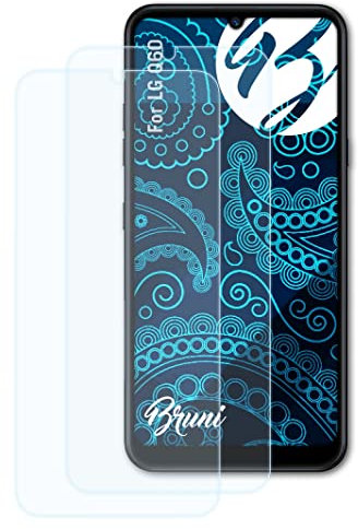 Bruni Película Protectora compatible con LG Q60 Protector Película, claro Lámina Protectora (2X)
