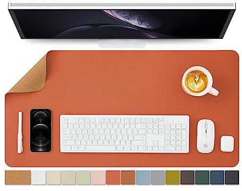 Kork Schreibtischunterlage - Doppelseitige Schreibtischauflage für Büro und Zuhause - Als große Mausunterlage und Schreibtischmatten auf Schreibtischen(Orange、80cmx40cm)