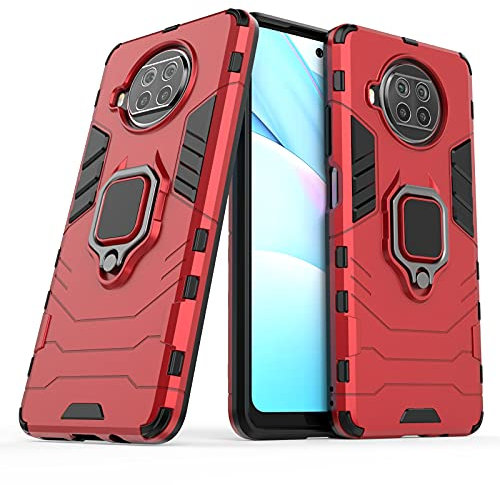 Max Power Digital Funda para móvil Xiaomi Mi 10T Lite 5G Carcasa Magnética con Anillo Imán Híbrida Antigolpes Resistente Rígida Dura [Tecnología de Absorción de Golpes] (Xiaomi Mi 10T Lite 5G, Rojo)