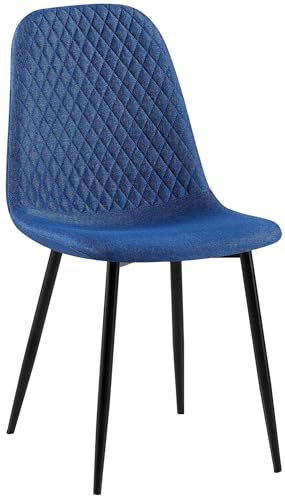 CLP Esszimmerstuhl Giverny gepolstert Samt, Stoffstuhl mit Ziernähten und Bodenschonern, Sessel belastbar bis 150 kg Farbe blau Material Stoff