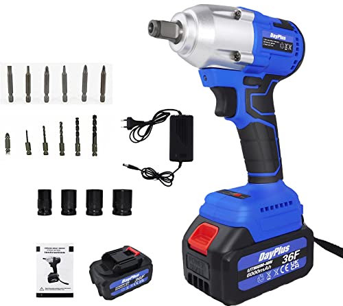 Royalswill Akku Schlagschrauber, 420N·m Brushless Schlagschrauber mit 6,0 Ah 18V Batterie, Variable Geschwindigkeit und LED-Leicht, 4x Steckschlüsselset - 14mm/17mm/19 mm/22 mm, für Radschrauben