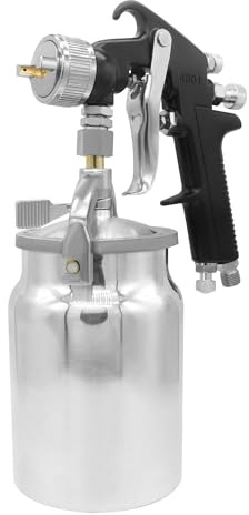Fitvell HVLP Spray Gun Air Paint Siphon Feed Sprayer 1.8mm Nozzle 1000cc Capacity for Professional Painting Cars (Black Handle)