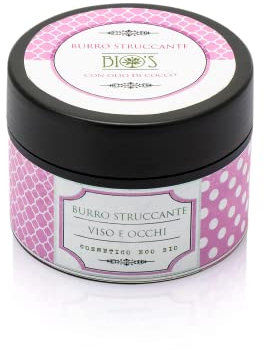 BIO'S Cosmetica Burro Struccante 100% Naturale 100 ML - Balsamo Struccante Skin Care Pulizia Viso - Burro Detergente a Base di Olio di Cocco - Pelle Morbida e Idratata, Dermatologicamente Testato.