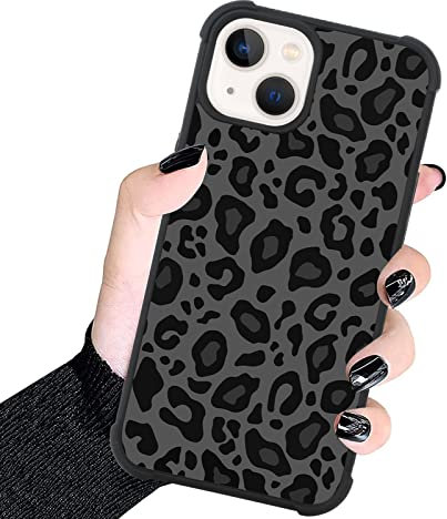 KANGHAR Schutzhülle kompatibel mit iPhone 14, schwarzes Leoparden-Design, Reifenstruktur, rutschfest und stoßfest, robuste TPU-Schutzhülle für iPhone 14, 15,5 cm (6,1 Zoll) (2022), Leopardenmuster