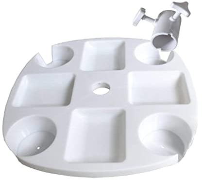 JISADER Sonnenschirm Tablett Aus Kunststoff mit 4 Getränkehaltern für Den Garten Am Strand