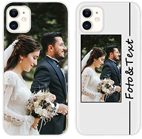Yoedge Personalisierte Handyhülle für Apple iPhone 11 Hülle Personalisiert 6,1, Weiß Hülle mit Eigenem Foto Bedrucken Bild Text Individuelle Schutzhülle, Selbst Gestalten Handyhülle für iPhone11