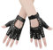 KINBOM 1 Paar Punk Handschuhe Fingerlos, Stilvolle Fingerlose Handschuhe aus Leder Punk Handschuhe für Halloween Damen Mädchen Cosplay Performance (Schwarz)