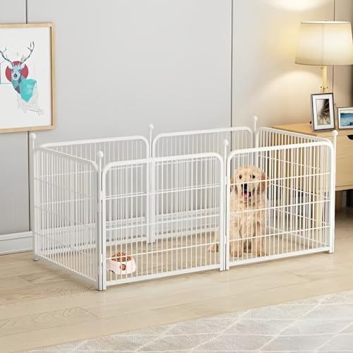 Recinto Per Cani da Interno - Recinzione in Ferro Per Cuccioli, Roditori, Animali Con Rete Gabbia 6pz - Per Conigli e Animali di Piccola Taglia (White, 100*50*50CM)
