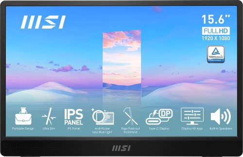 Pro MP161 Écran portable 15,6 FHD IPS 1080p, USB Type-C, Mini-HDMI, haut-parleurs intégrés, parfait pour PC, Mac, PS5, PS4, Xbox, mobile