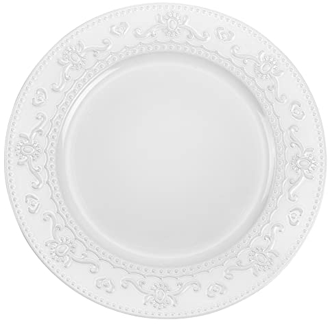 Brightalk 13-Inch Charger Plates, 6Pcs Dinner Plate Chargers Round Server Ware Compatible with Ceramic/china tableware, White