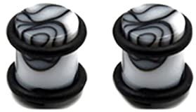 Banemi Ohr Tunnel 2mm, Ohr Tunnel Mann 2 Stück Schwarz Weiss Acryl Massiver Zylinder mit Schnur Schönes Ohrtunnel Geschenk