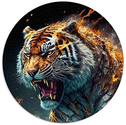 1000-teiliges Puzzle Tiger Kreatives Rundpuzzle für Erwachsene und Kinder, Kartonpuzzle Lernspiel (Größe 67,5 x 67,5 cm)