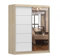 Kleiderschrank V6 mit Spiegel 160 cm, Schwebetürenschrank, Garderobeschrank Schlafzimmer; Wohnzimmerschrank; Korpus Schrank Farbe: Sonoma; Farbe der Schrankfront: Weiß - 2 Schiebetüren