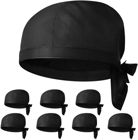 8 Piezas Gorro de Cocinero Espátula de glaseado para Pastel Corbata Capó Sombreros Flexibles para Hombre Gorro para Mujer s Negros para Hombre de Cocinero de Cocina