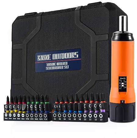 KNINE OUTDOORS Torque Screwdriver Wrench Driver Set 10-70 Inch Pounds lbs for Maintenance with T-bar Handle, 40 Hex Bits, 1/4 Socket, Shaft Extension, for Tools, Bike Repairing and Mounting, Orange