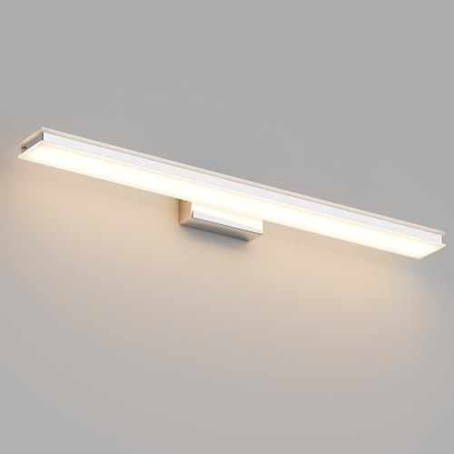 Klighten LED Spiegelleuchte Bad 60cm Spiegellampe 20W, Badleuchte Badlampe Wand, Badezimmerlampe über Spiegel, 2000LM, 3000K Warmweiß, 110V-240V, Chrom