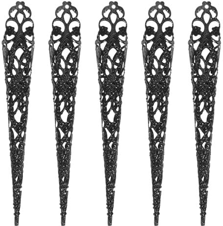 MAGICLULU 5 Pcs Finger Nail Tip Claw Rings Ancient Queen Costume Fingertip Claw for Halloween Party Cosplay Costumes