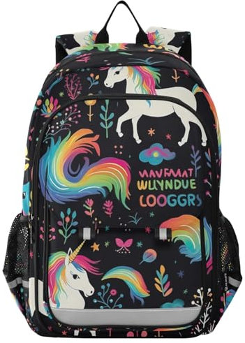RPLIFE Indian Skull with Flowers on a White Kids Backpacks, Kids Laptop Backpack for Girls, Cool Backpacks for Boys, Träumendes Einhorn, Einheitsgröße