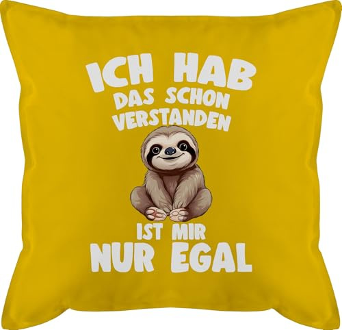 Kissen 50x50 - Ich hab das schon verstanden ist mir nur egal I Lustiger Spruch Faultier - 50 x 50 cm - Gelb - habe mit füllung sloth lustige sprüche polster lustigen sprüchen geschenke motiv
