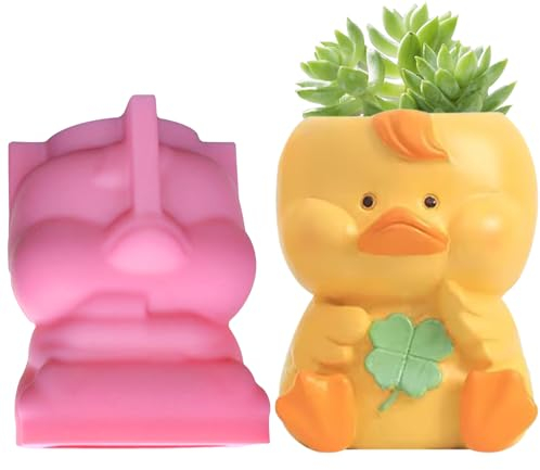 MILIAFLICK Silikonform Blumentopf Kleine Ente Silikonformen Gießformen Silikonform für kleine Ente Gießform Blumentopf Beton Gießform Epoxidharz DIY Sukkulenten Pflanzgefäße silikonformen ostern