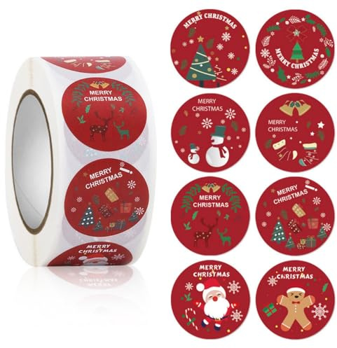 FEIFEI'S BOW 500pcs Christmas Stickers Party Bag Fillers Tags Gift Self-Adhesive Label Craft Scrapbooking Envelope Seal (Christmas 04)