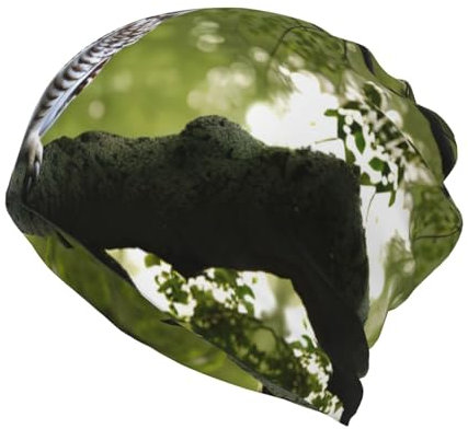 Hongkong Beanies, dünne Mütze, Herbst, leger, Stretch-Mütze für Damen und Herren, Eulen-Baumzweige, Einheitsgr��e