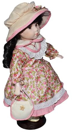 Dickly Miniatur-Porzellanfiguren, 30 cm, Prinzessinnen-Puppe, lockiges Haar, schöne Keramikpuppe, Porzellan, stehende Puppe als Geschenk, Ornament, Rosa