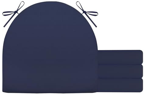BESTORI 4er Set Stuhlkissen mit Bändern Wasserdicht Rutschfestes Sitzkissen Bequeme Halbrund Sitzpolster für Gartenmöbel Oder Stuhl Wasserdicht Garten 40 x 40 x 4 cm Dunkelblau