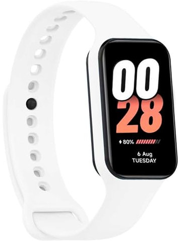 OcioDual Cinturino di Compatibile con Xiaomi Smart Band 8 Active/Redmi Smart Band 2, colore Bianco, cinturino di ricambio in Silicone Gomma morbida e flessibile per lo sport traspirante
