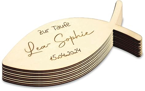 Holzura Taufe Deko als Tischdeko zur Kommunion für Junge und Mädchen, kommunion deko aus Holz, Holz Fische als Tischdeko Geburtstag, Gastgeschenk Fisch (10 Stück)