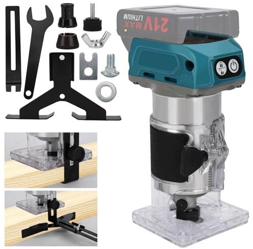Brushless Trimmer Router Compatible with Makita 18V Batteries, 30000RPM Cordless Hand Held Router 6.35mm Trim Diameter (NO Battery)
