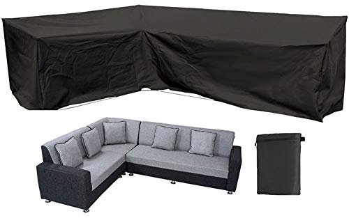 DFANCE Abdeckung für Gartenmöbel Links/Richtig L-Form, Ecksofa Schutzhülle Cover, V Form Lounge Gartensofa Abdeckplane, Regenschutz Für Terrassenmöbel Gartentische, Schwarz(Size:Left L 200x270cm)