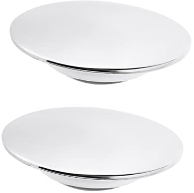 HOMOCONO 2 StüCk Edelstahl Bounce Panel Quadratisch 2.56 Zoll Pop-up Abflussdeckel FüR Badezimmer Waschbecken Silber