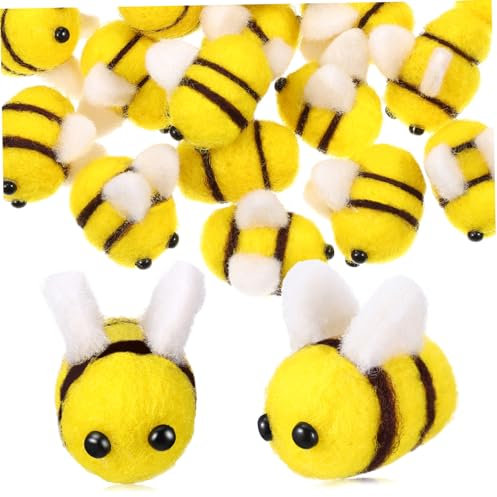 Hohopeti 24St biene Lichteinfassung Mini-Bienen-Bastelarbeiten Plüsch weihnachtsbaumdeko tannenbaum dekoration Babyspielzeug Tiere Flatback-Verzierungen Haarspange selber basteln wolle