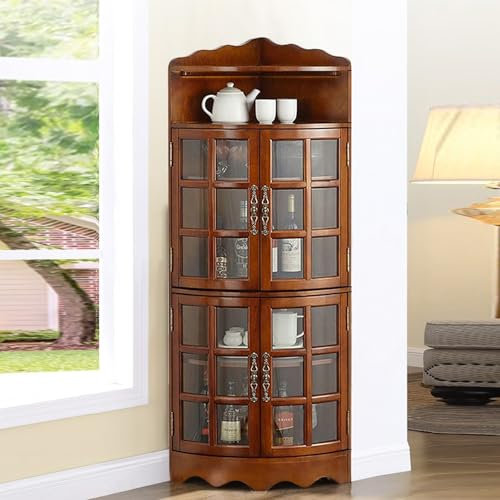 BRCYKRWY Glasvitrine Stehend Bücherschrank Mit Glastüren Für Sammlerstücke Bücher Wein Vitrinenschrank Küchenschrank Vitrine Aus Glas Für Wohnzimmer Geeignet Für Wohnzimmer,Küche,Wein