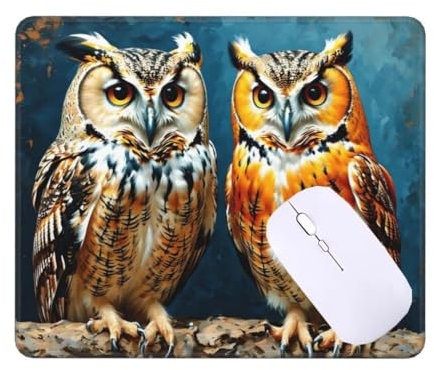 22x18 cm Mouse Mat, Small Mouse Pad Animal Owl, Waterproof Gaming Mouse Pad, Mini Desk Mat With Anti-Slip Base, Stitched Edges Mousepad, Keyboard Mat, Mouse Mats for Desk, Office, Home, Gifts T-2607