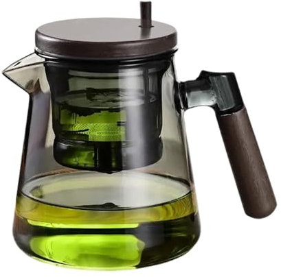 Teekanne Enchantipot Teekanne mit Teesieb Teekanne Presskanne mit Sieb Teekanne Glas mit Holzgriff Teekanne Enpropot zur Trennung von Wasser vom Tee