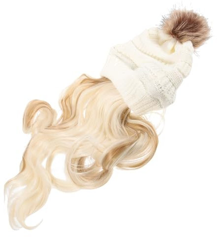 NULYLU Beanie Perrücke Mit Haarbefestigung Für Frauen Langhaarperücke Mit Welligem Haar Warme Wintermütze Mit Abnehmbarer Perücke Cosplay Hut Für Damen