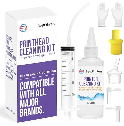 Best Printers Cleaning Kit for Epson, HP | Brother Inkjet Printhead Cleaning Kit | Inkjet Printer Head Cleaner | Printer Head Cleaning Kit with LARGE 20ml Syringe - 100ml Printer Cleaning Fluid